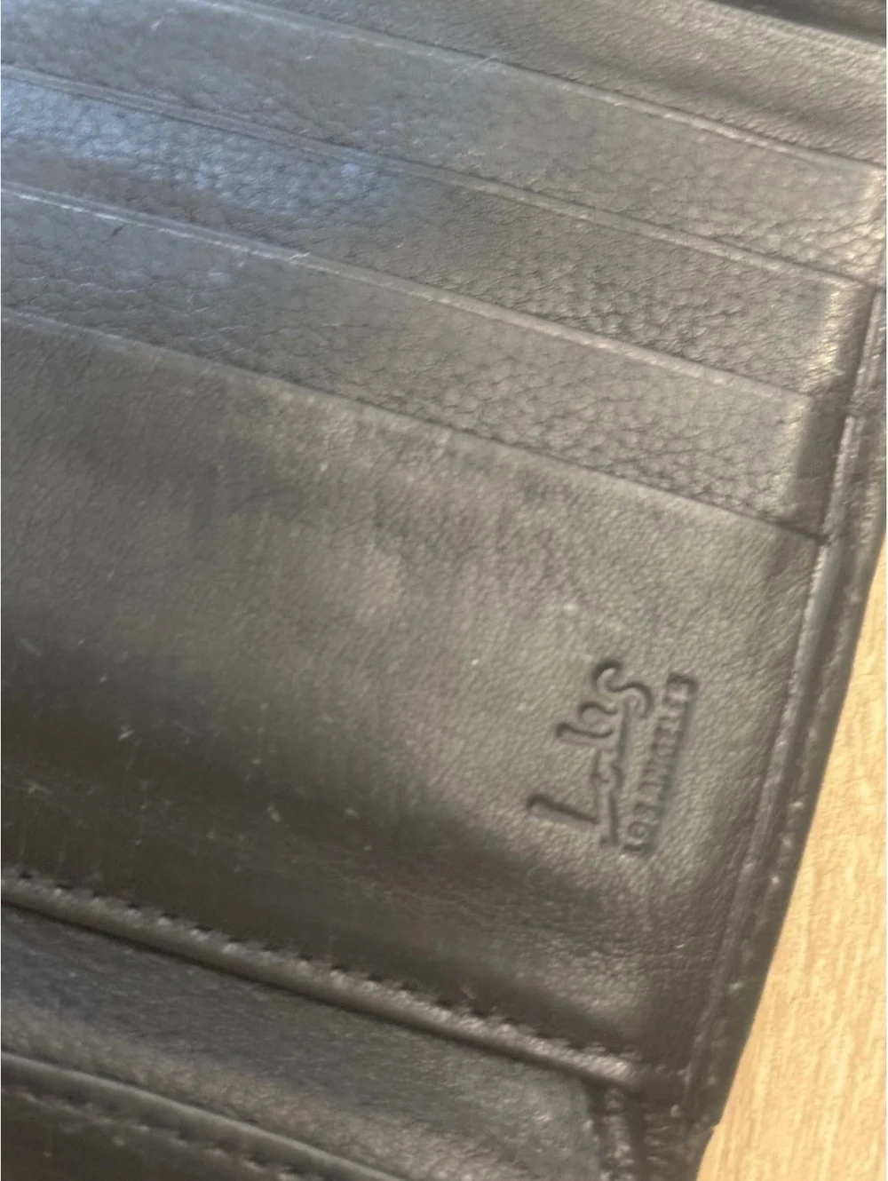 Black Leather Bi-Fold Wallet with ID Window and Card Slots